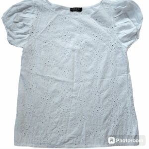 Civico 51 Made in Italy Eyelet Linen Cotton Top White size S
